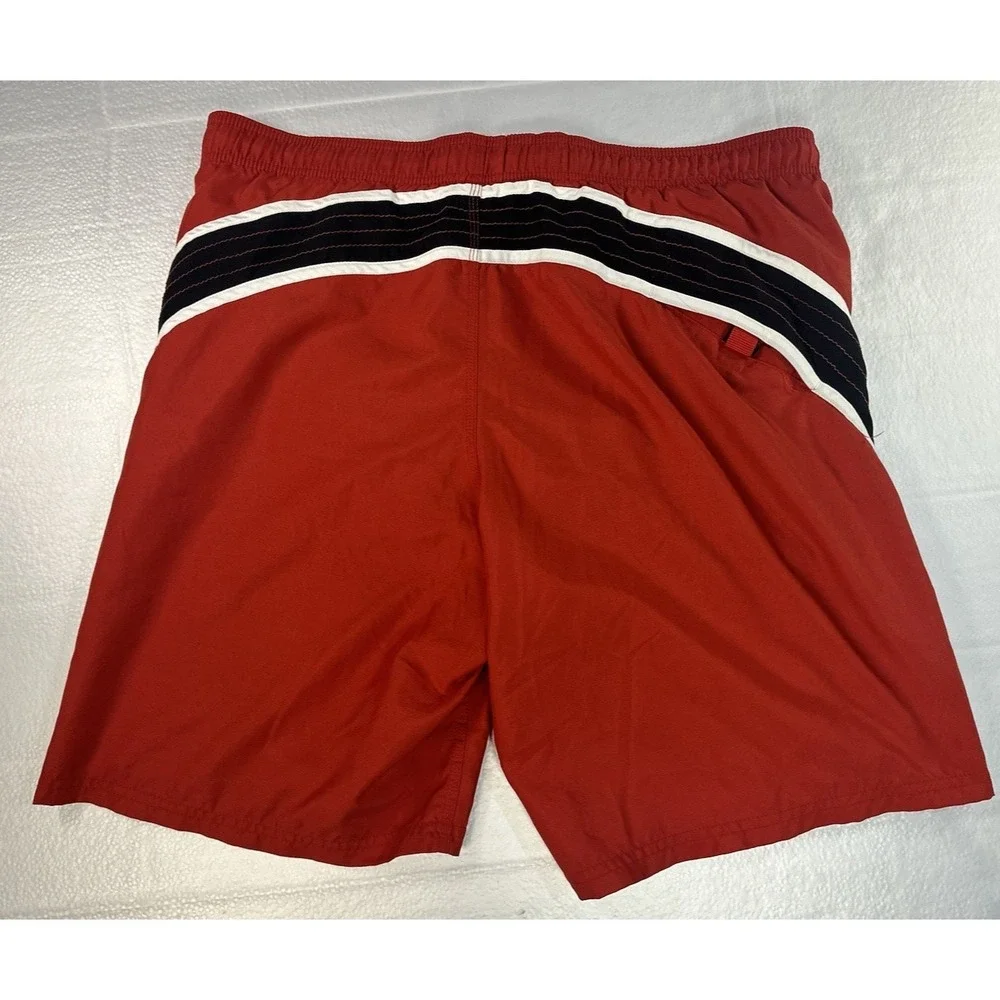Nike Red Black Men's‎ Swim Trunks Size L Pockets - Vintage Nike Swim Shorts